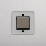 Intermediate Single Rocker Switch in Clear Polished Nickel Black - Streamlined Light Control Accessory on White Background