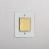 Central Single Rocker Switch in Clear Antique Brass White - Efficient Light Management System