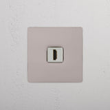 Single HDMI Module in Polished Nickel White on White Background