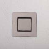 Central Control Light Switch on White Background: Polished Nickel Black Single Rocker Switch (Cent)