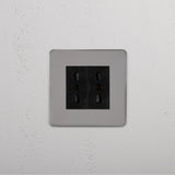 Single 2x Bipasso Module in Polished Nickel Black Front Facing on White Background