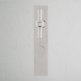 Harper T-Bar Long Plate Sprung Door Handle & Thumbturn Polished Nickel Finish on White Background Front Facing